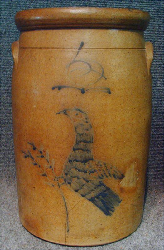 Large Decorated Stoneware Churn