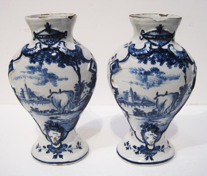 Pair of Delft Blue & White Jars
