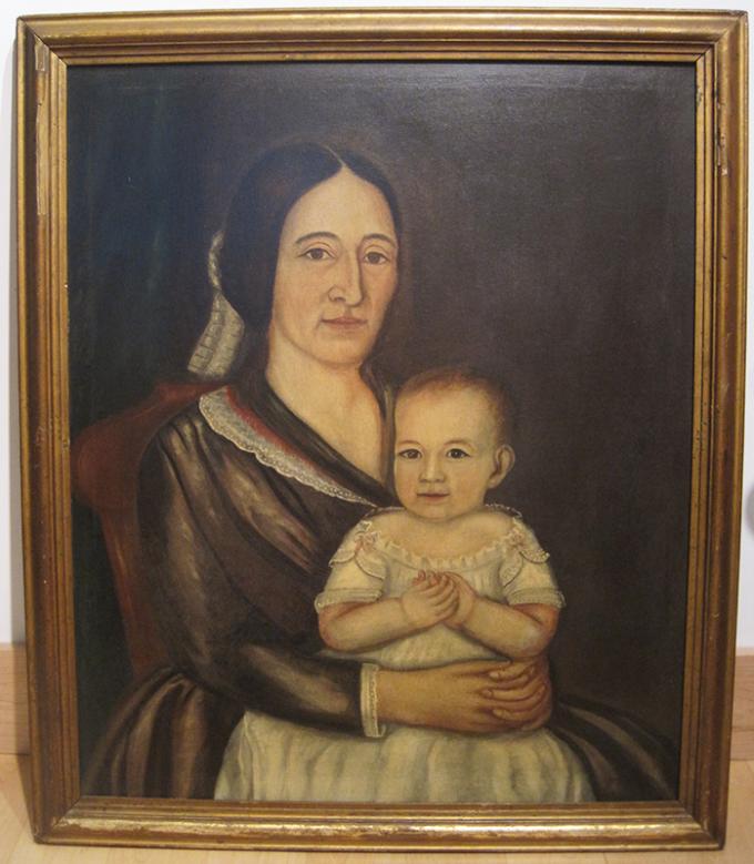 Naive Portrait of Mother and Child