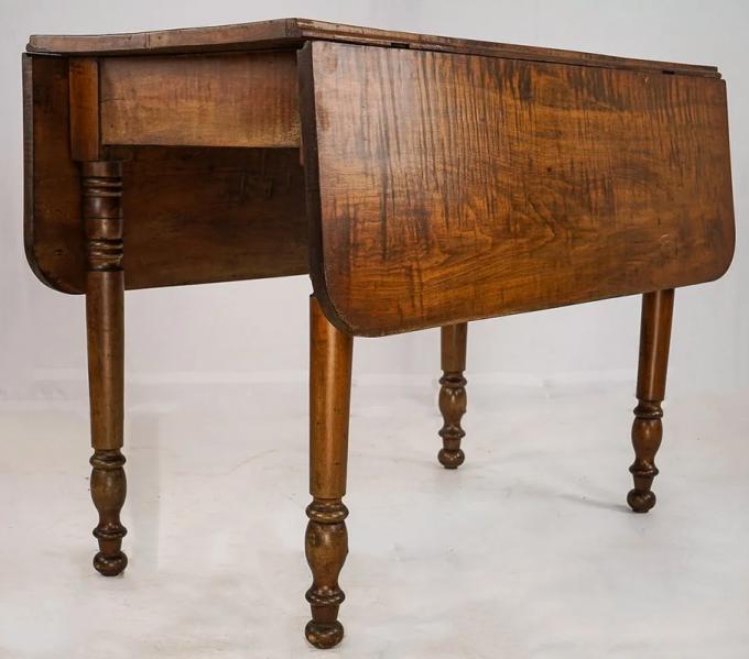 Sheraton Tiger Maple Drop-Leaf Table