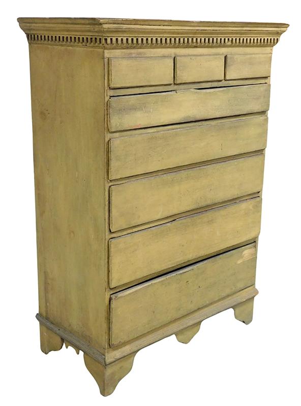 Mustard Painted Tall Chest of Drawers