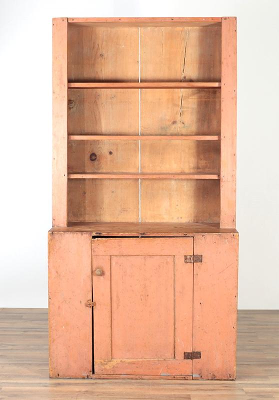 Canted Step-Back Cupboard in Salmon Paint