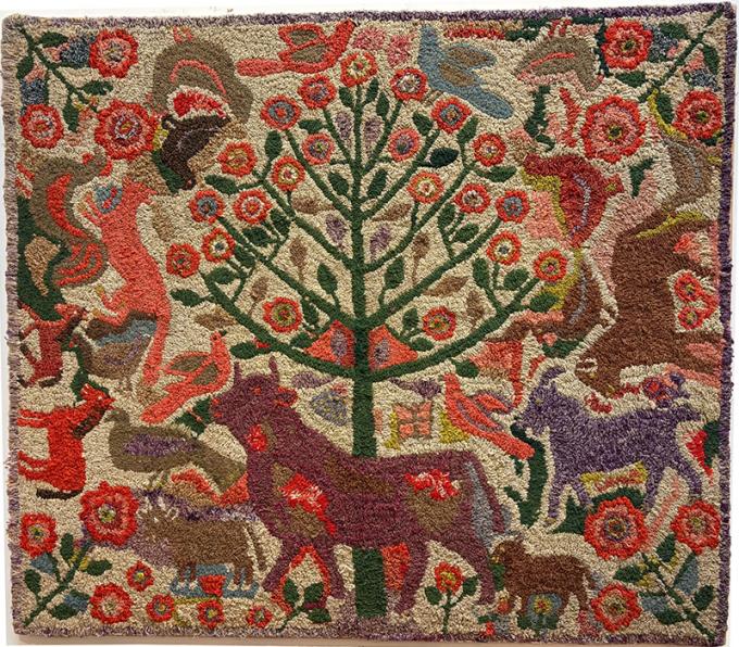 Folk Art Hooked Rug