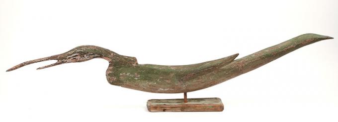 Large Folk Art Carved Heron