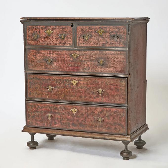 William & Mary Paint Decorated Blanket Chest