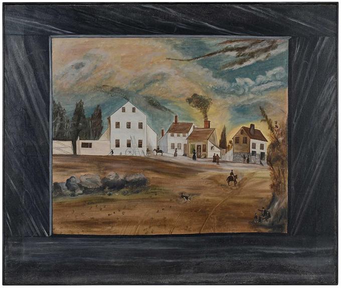 Naïve painting of a Massachusetts village scene