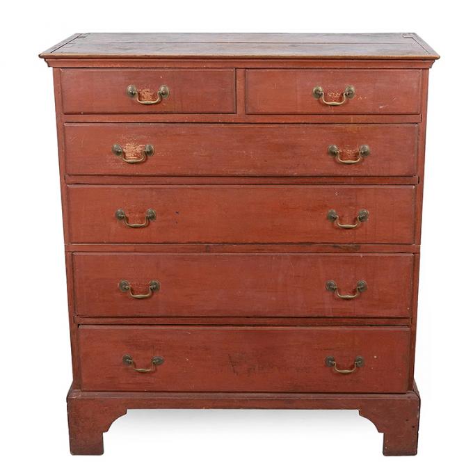 Chippendale Painted Tall Chest of Drawers