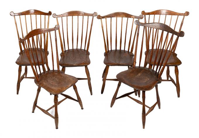 Set of 6 Fan-Back Windsor Chairs