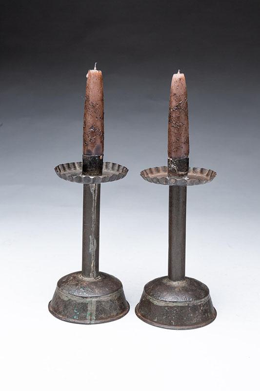 Pair of Tin Candlesticks