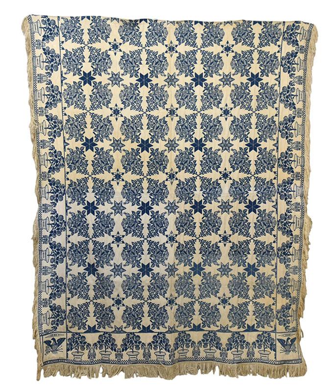 Jacquard Coverlet Dated 1850.