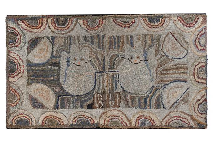 Hooked Rug w/Cats