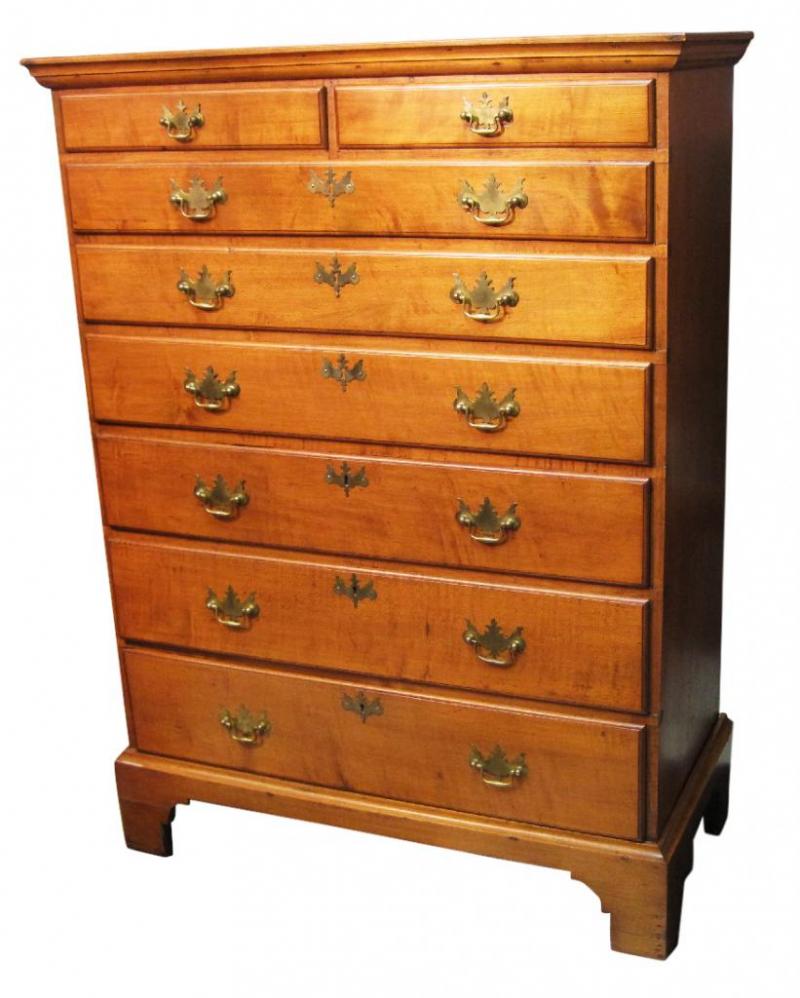Chippendale Tiger Maple Tall Chest Linda Rosen Antiques