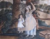 Folk Art Watercolor - "Returning From The Fields"