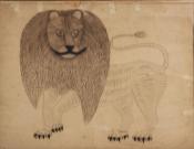 Folk Art Lion Calligraphy
