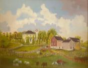 Folk Art Painting of a Farm Scene