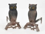 Owl Andirons & Matching Fireplace Tools