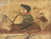 Early naïve watercolor of a military man. 