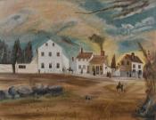 Naïve painting of a Massachusetts village scene