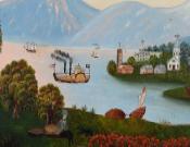 Naïve Painting of a River Scene