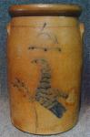 Large Decorated Stoneware Churn