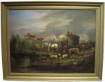 Folk Art Painting of a Farm Scene