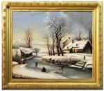 Landscape Painting - "Winter on the Hudson"
