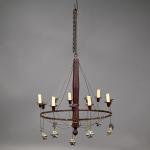 Early Wood & Tin Chandelier w/Lead Stars